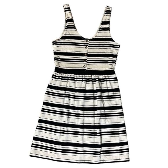 J Crew Black/Ivory Striped‎ Villa Dress Button Back Dress Size Small - Picture 4 of 10